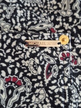 Michael Kors Black Floral Print Girls' Leggings with Pink Accents